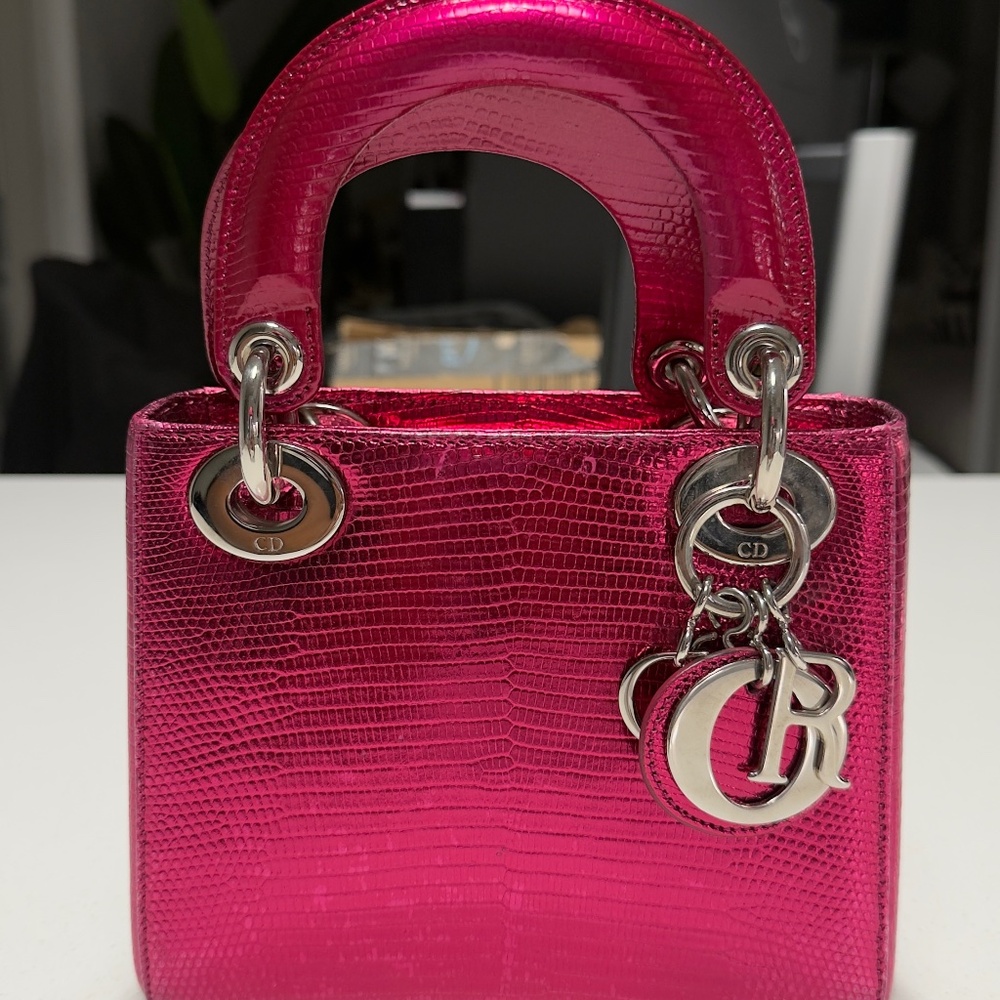 Mini Lady Dior Python Skin -Pink - image 1